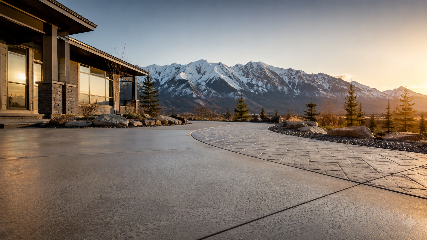 Finished concrete driveway in Alaska